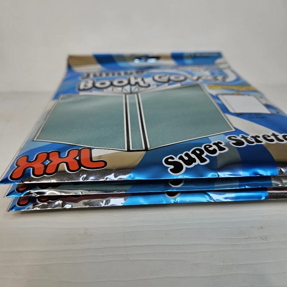 Premium Edition Jumbo Book Cover  XXL Super Stretchy Silver Lot Of 3